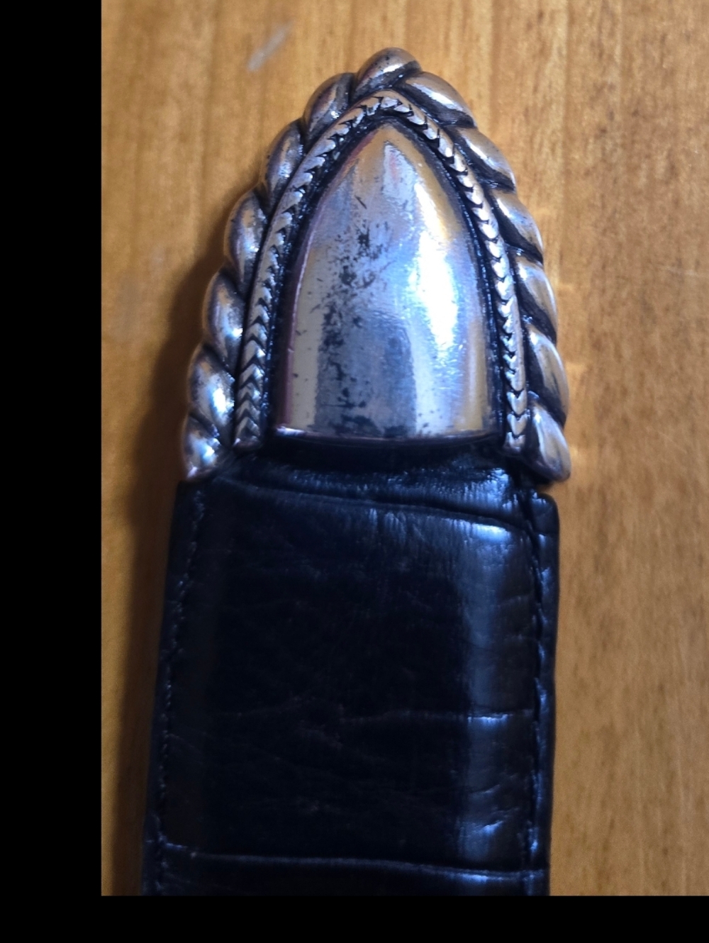 Brighton Leather Belt Croc Alligator Embossed Silver Toned Buckle Black Medium M - Picture 3 of 10